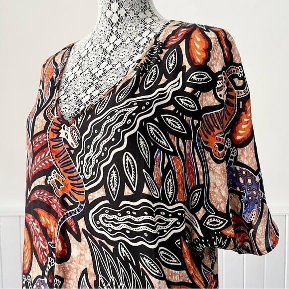 H&M Tribal Print V-Neck Kaftan Dress Size 8 - Picture 4 of 13